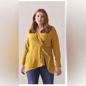 Addition Elle Yellow Wrap Blouse Size 4x
